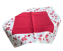 Lade das Bild in den Galerie-Viewer, Tischläufer Tischdecke Mitteldecke Tischband gestickt Rosen Rot Weiss