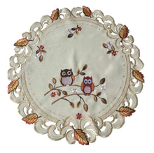 Lade das Bild in den Galerie-Viewer, Bunte Eulen Herbstblätter Tischläufer Tischdecke Mitteldecke Deckchen gestickt