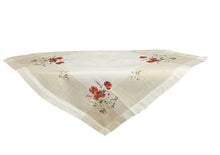 Lade das Bild in den Galerie-Viewer, Roter Klatschmohn gestickt Tischläufer Tischdecke Mitteldecke Beige Weiss