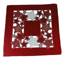 Lade das Bild in den Galerie-Viewer, Tischläufer Tischdecke Mitteldecke Tischband Weihnachtsdecke Sterne Rot Silber