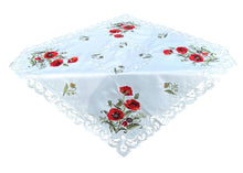 Lade das Bild in den Galerie-Viewer, Roter Klatschmohn Tischläufer Tischdecke Mitteldecke gestickt weiss