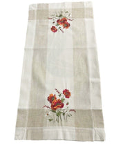 Lade das Bild in den Galerie-Viewer, Roter Klatschmohn gestickt Tischläufer Tischdecke Mitteldecke Beige Weiss