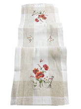 Lade das Bild in den Galerie-Viewer, Roter Klatschmohn gestickt Tischläufer Tischdecke Mitteldecke Beige Weiss