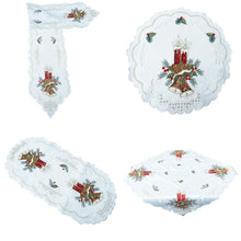 Lade das Bild in den Galerie-Viewer, Weiße bestickte Weihnachtsdecke Tischläufer Tischdecke Mitteldecke Tischband