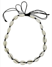 Lade das Bild in den Galerie-Viewer, Ocean Spirit Shells Muschelkette Kauri Muscheln auf Wachsband Schwarz Blau Pink
