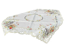 Lade das Bild in den Galerie-Viewer, Osterhasen Ostereier Tischdecke Mitteldecke creme weiss 85 x 85 cm
