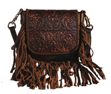 Lade das Bild in den Galerie-Viewer, Carmelita Handtasche Schultertasche Westerntasche Fransen Leder Prägung