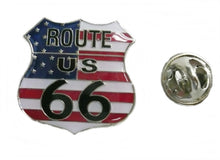 Lade das Bild in den Galerie-Viewer, Anstecker Pin Button Metall US Route 66 Flagge USA