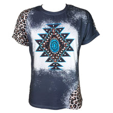 Lade das Bild in den Galerie-Viewer, Türkises T-Shirt Westernshirt Azteken-Print