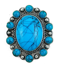 Lade das Bild in den Galerie-Viewer, Anstecker Pin Anstecknadel Western-Blume Country türkise Steine Wilder Westen