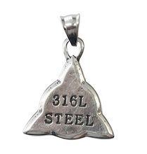 Lade das Bild in den Galerie-Viewer, Trinity Shield Steel Triskele / Keltischer Knoten Anhänger aus 316L Edelstahl