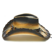 Lade das Bild in den Galerie-Viewer, Cowboyhut Strohhut Westernhut Line Dance Beige Braun Longhorn