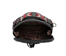 Lade das Bild in den Galerie-Viewer, Ronda runde Handtasche Schultertasche Westerntasche Florale Prägung Quaste Niete