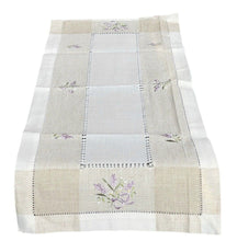 Lade das Bild in den Galerie-Viewer, Lavendel gestickt Tischläufer Tischdecke Mitteldecke Tischband Beige Weiss