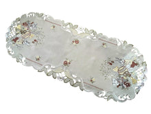 Lade das Bild in den Galerie-Viewer, Osterhasen silber / grau Tischläufer Tischdecke Mitteldecke Deckchen gestickt