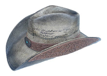 Lade das Bild in den Galerie-Viewer, Desert Star Western Strohhut Cowboyhut mit Leder-Applikation