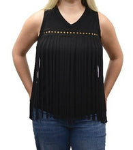 Lade das Bild in den Galerie-Viewer, Eleanor schwarzes T-Shirt Westernshirt Westernwear mit Fransen Line Dance