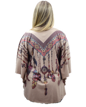 Lade das Bild in den Galerie-Viewer, Mocha Eleganter Damen-Poncho mit Stretch-Anteil, Traumfänger Motiv