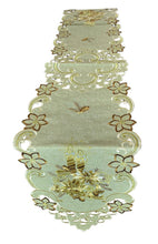 Lade das Bild in den Galerie-Viewer, Beige / Gold Weihnachtsdecke Tischläufer Mitteldecke Tischband bestickt
