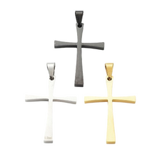 Lade das Bild in den Galerie-Viewer, Classic Faith Steel Kreuz-Anhänger aus Edelstahl Silber / Gold o. Schwarz