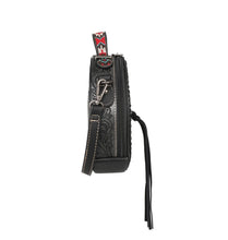 Lade das Bild in den Galerie-Viewer, Ronda runde Handtasche Schultertasche Westerntasche Florale Prägung Quaste Niete