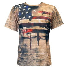 Lade das Bild in den Galerie-Viewer, Khaki Camouflage Western T-Shirt Herren USA Flagge Kurzarm