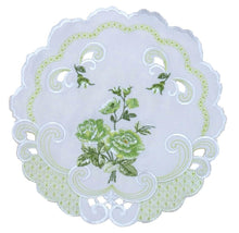 Lade das Bild in den Galerie-Viewer, Zart grüne Rosen Tischläufer Tischdecke Mitteldecke gestickt weiss