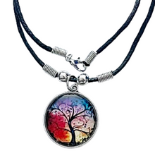 Lade das Bild in den Galerie-Viewer, Tree of Colors Cabochon Halskette Lebensbaum – Baumwollwachsband 48 cm