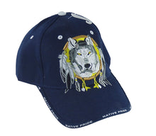 Lade das Bild in den Galerie-Viewer, Basecap Cap, Mütze mit Schild bestickt Native Pride Wolf schwarz