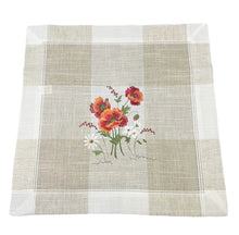 Lade das Bild in den Galerie-Viewer, Roter Klatschmohn gestickt Tischläufer Tischdecke Mitteldecke Beige Weiss