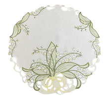 Lade das Bild in den Galerie-Viewer, Weiße Maiglöckchen Tischläufer Tischdecke Mitteldecke Deckchen gestickt