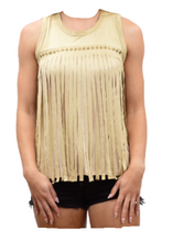 Lade das Bild in den Galerie-Viewer, Layla beiges Fransen T-Shirt Westernshirt Westernwear mit Nieten Line Dance