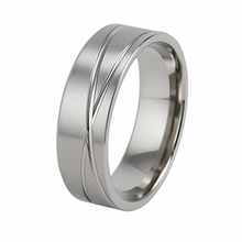 Lade das Bild in den Galerie-Viewer, Steel Wave Ring Bandring Partnerring mit geschwungenen Rillen Edelstahl, 8 mm