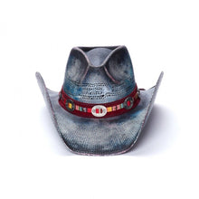 Lade das Bild in den Galerie-Viewer, Blauer Cowboyhut Strohhut Westernhut Line Dance Western