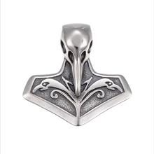 Lade das Bild in den Galerie-Viewer, Raben-Mjölnir Edelstahl Kettenanhänger 34 x 33,5 x 8 mm, Bohrung 4 mm