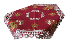 Lade das Bild in den Galerie-Viewer, Kerzen Weihnachtsdecke Tischläufer Tischdecke Mitteldecke Tischband gestickt Rot