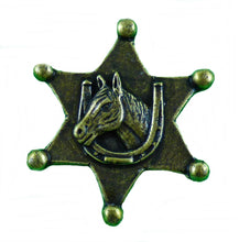 Lade das Bild in den Galerie-Viewer, Anstecker Pin Sheriffstern Sheriff Pferd Hufeisen Western Country Wilder Westen