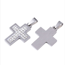 Lade das Bild in den Galerie-Viewer, Spark Mini Cross Kreuz-Anhänger Edelstahl mit Zirkonia – 24 × 17 mm