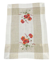 Lade das Bild in den Galerie-Viewer, Roter Klatschmohn gestickt Tischläufer Tischdecke Mitteldecke Beige Weiss