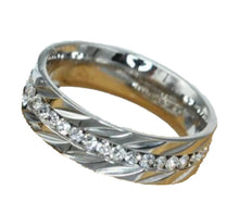 Lade das Bild in den Galerie-Viewer, GLORIA Ring Fingerring Bandring Edelstahl mit Zirkoniasteinen