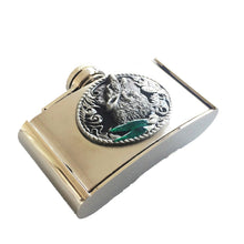 Lade das Bild in den Galerie-Viewer, Gürtelschnalle Buckle mit Taschenflasche Flachmann Heulender Wolf