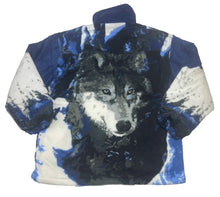 Lade das Bild in den Galerie-Viewer, Wolf in Berglandschaft Fleecejacke mit Reißverschluß M - 3 Xl