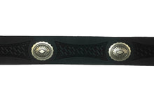 Lade das Bild in den Galerie-Viewer, Schwarzer gemusterter Westerngürtel Wechselgürtel mit silbernen Conchos besetzt