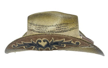 Lade das Bild in den Galerie-Viewer, Natural Western Cowboyhut Strohhut natur mit Dekorativem Hutband
