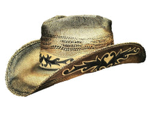 Lade das Bild in den Galerie-Viewer, Natural Western Cowboyhut Strohhut natur mit Dekorativem Hutband