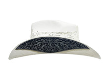 Lade das Bild in den Galerie-Viewer, White Flower Western Cowboyhut Strohhut weiss mit Dekorativem Hutband