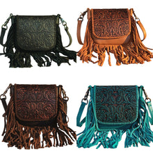 Lade das Bild in den Galerie-Viewer, Carmelita Handtasche Schultertasche Westerntasche Fransen Leder Prägung