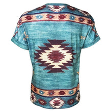 Lade das Bild in den Galerie-Viewer, Diamond Pattern Türkises T-Shirt Westernshirt