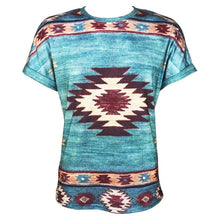 Lade das Bild in den Galerie-Viewer, Diamond Pattern Türkises T-Shirt Westernshirt