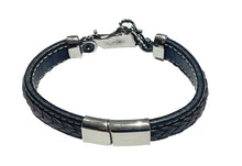 Lade das Bild in den Galerie-Viewer, Stabiles Lederarmband geflochten mit Motorrad Bike aus Edelstahl